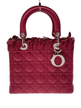 Christian Dior Bow Cannage Lady Dior tote bag fuchsia quilted leather Pink